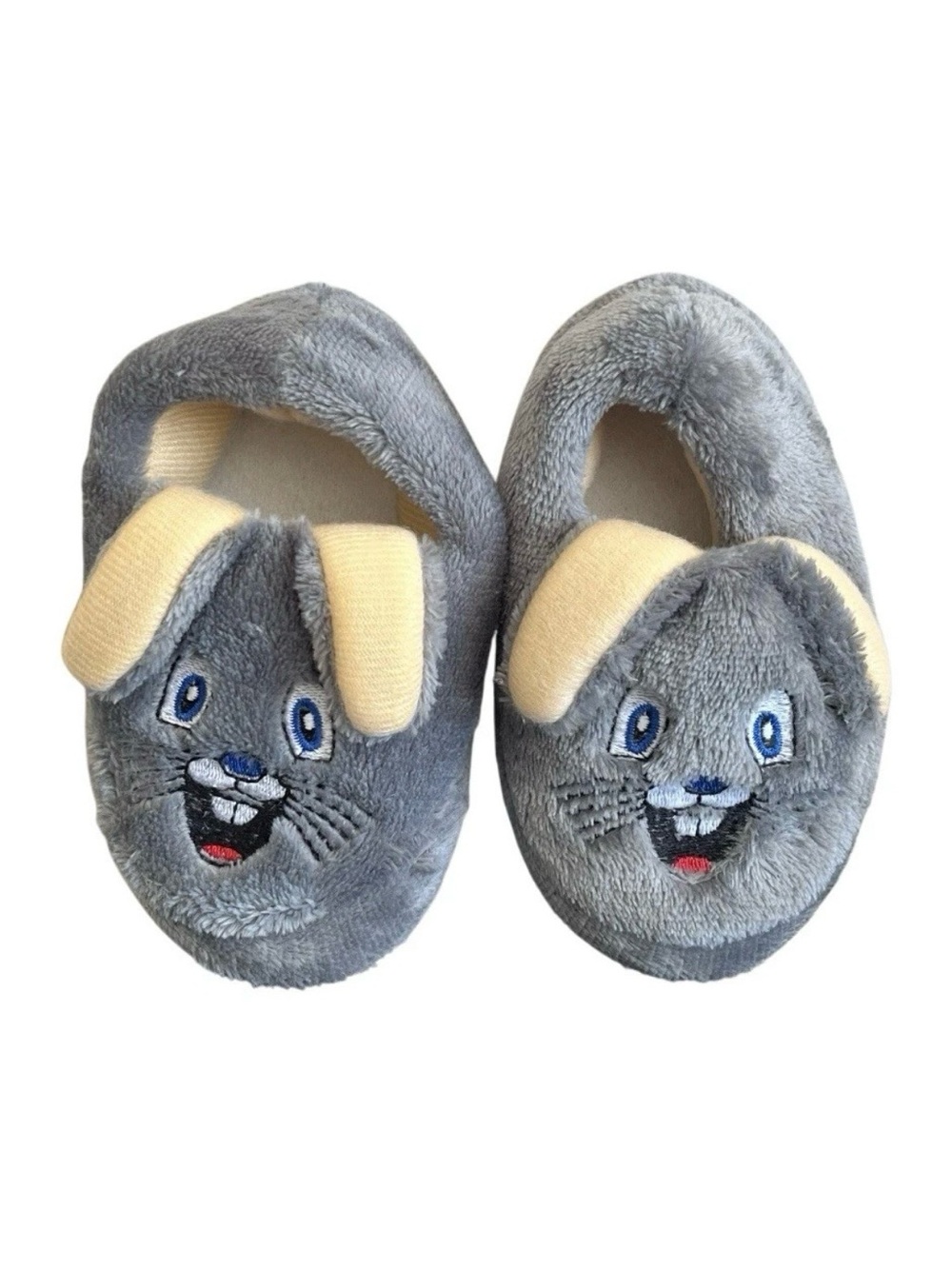 Bunny Rabbit Plush Slippers Toddler 5.5 / 6 Gray